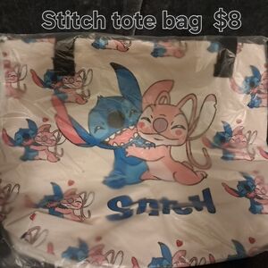 Disney Stitch Tote Bag - Pink & Blue Cartoon Print